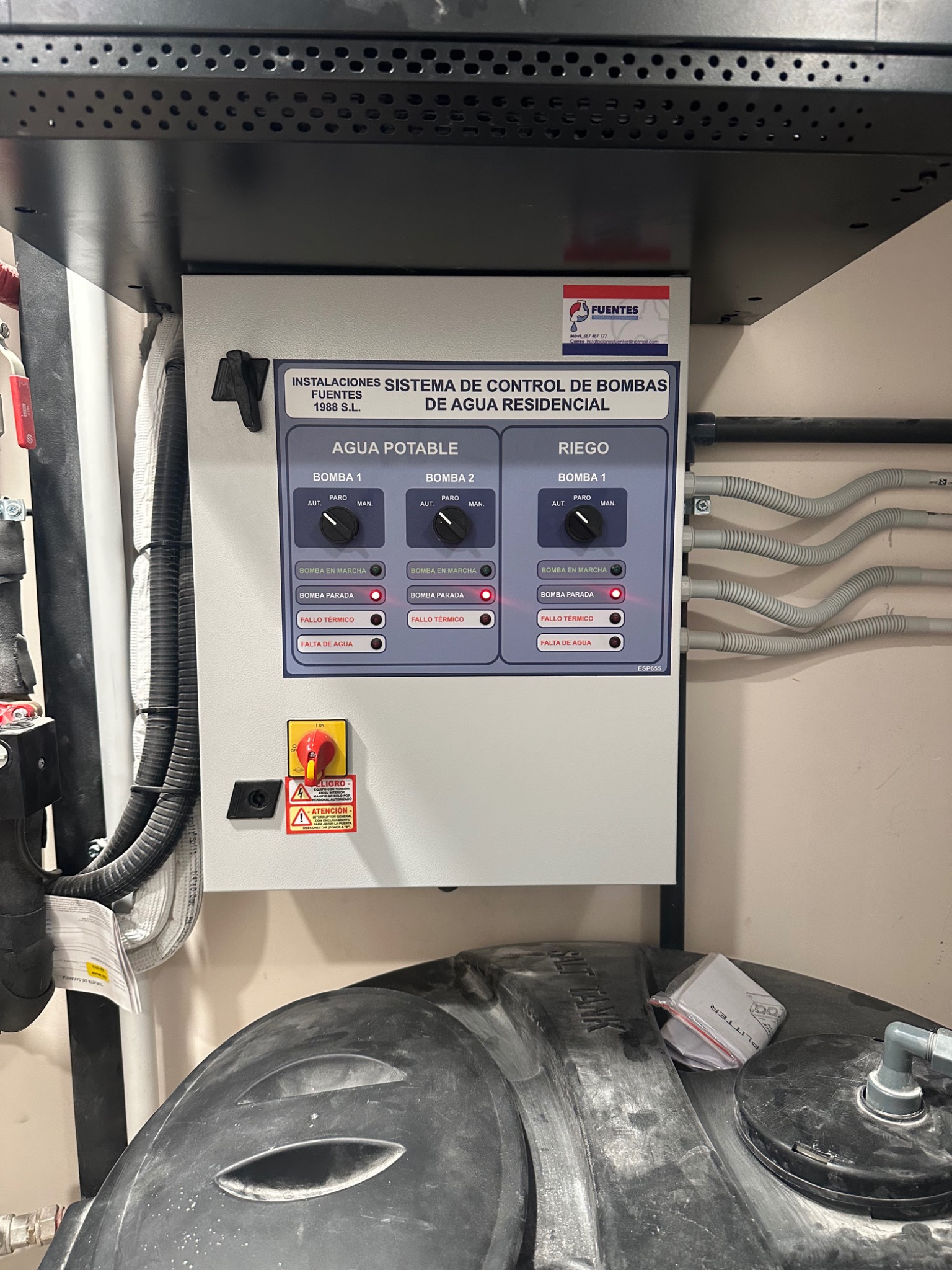 Cuadro de control independiente para agua potable y riego